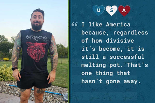 picture of Cory and text about America being a successful melting pot
