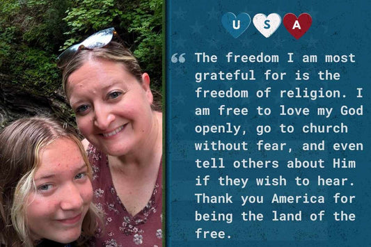 Picture of Lisa and text about being free to love God openly