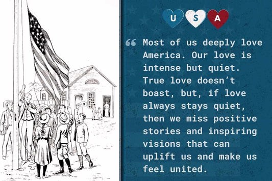 Picture showing group of kids raising the American flag