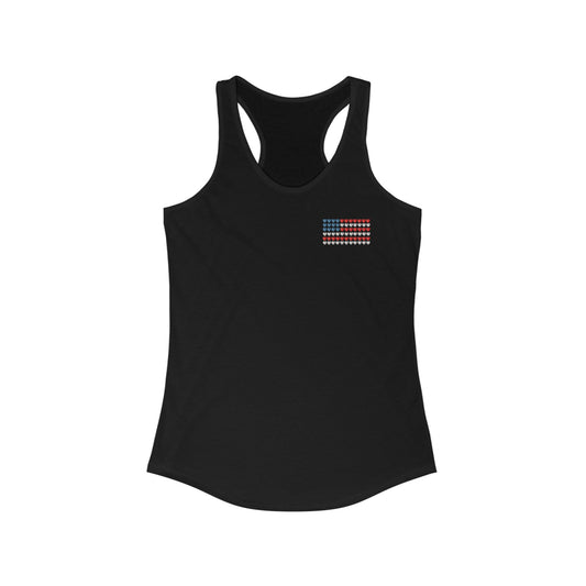 USA Flag Women's Racerback Tank Top, Heart Pattern, Vintage Colors, Small Design