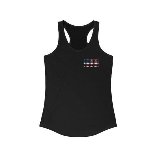 USA Flag Women's Racerback Tank Top, Star Pattern, Vintage Colors, Small Design